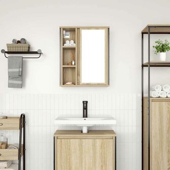 Badkamerwandkast met spiegel 50x21x60 cm sonoma eikenkleurig 3
