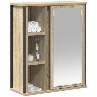 Badkamerwandkast met spiegel 50x21x60 cm sonoma eikenkleurig 4