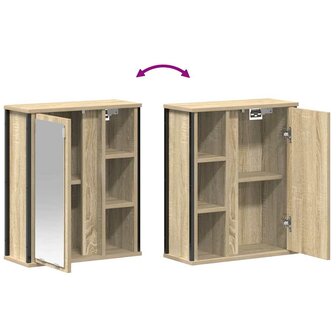 Badkamerwandkast met spiegel 50x21x60 cm sonoma eikenkleurig 9