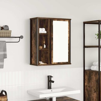 Badkamerwandkast met spiegel 50x21x60 cm gerookt eikenkleurig 1