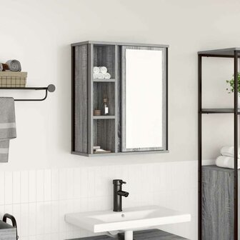 Badkamerwandkast met spiegel 50x21x60 cm Sonoma grijs 1