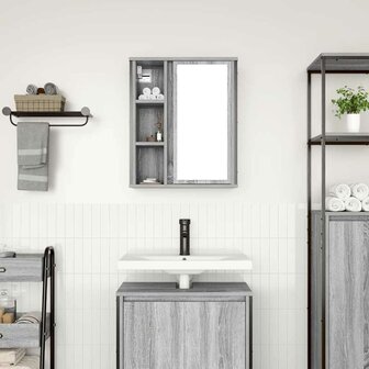 Badkamerwandkast met spiegel 50x21x60 cm Sonoma grijs 3