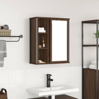 Badkamerwandkast met spiegel 50x21x60 cm bruin eikenkleurig 1