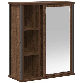 Badkamerwandkast met spiegel 50x21x60 cm bruin eikenkleurig 2
