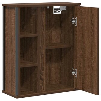 Badkamerwandkast met spiegel 50x21x60 cm bruin eikenkleurig 5