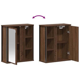 Badkamerwandkast met spiegel 50x21x60 cm bruin eikenkleurig 9