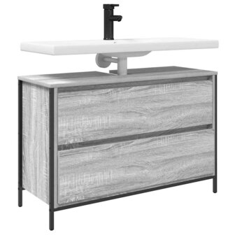 Badkamerkast met lades 90x34,5x60 cm grijs sonoma 4