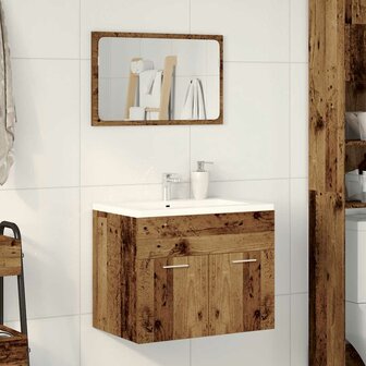 2-delige Badkamermeubelset bewerkt hout oud houtkleurig 3