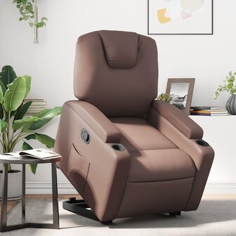 Sta-op-fauteuil verstelbaar kunstleer bruin 1