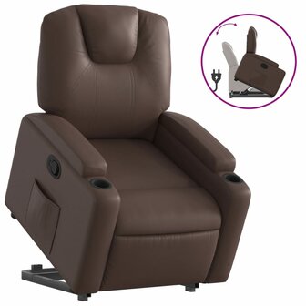 Sta-op-fauteuil verstelbaar kunstleer bruin 2