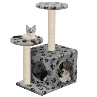 Kattenkrabpaal met sisal krabpalen 60 cm pootafdrukken grijs 1