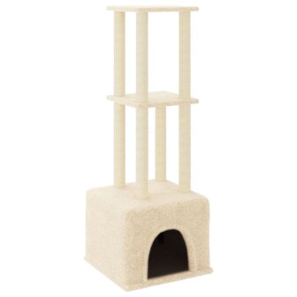 Kattenmeubel met sisal krabpalen 133,5 cm cr&egrave;mekleurig 2