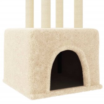 Kattenmeubel met sisal krabpalen 133,5 cm cr&egrave;mekleurig 6