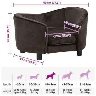 Hondenbank 69x49x40 cm pluche bruin 9