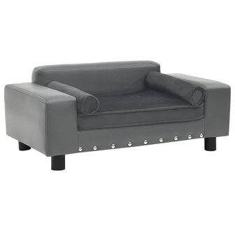 Hondenbank 81x43x31 cm pluche en kunstleer grijs 1