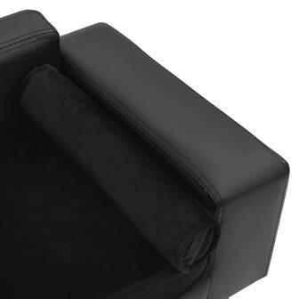Hondenbank 81x43x31 cm pluche en kunstleer zwart 5