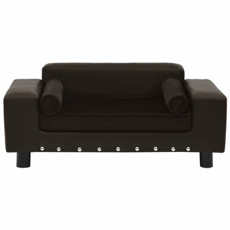 Hondenbank 81x43x31 cm pluche en kunstleer bruin 2