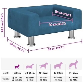 Hondenmand 50x40x26,5 cm fluweel blauw 7