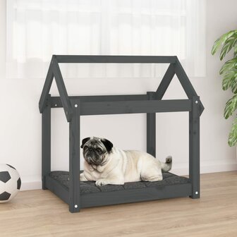 Hondenmand 71x55x70 cm massief grenenhout grijs 1