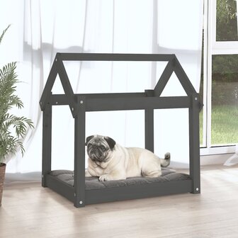 Hondenmand 71x55x70 cm massief grenenhout grijs 3