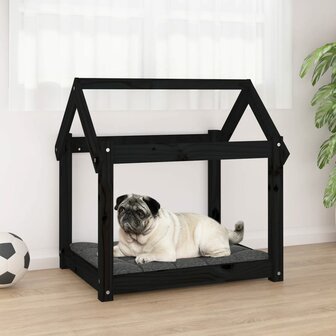 Hondenmand 71x55x70 cm massief grenenhout zwart 1
