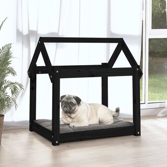 Hondenmand 71x55x70 cm massief grenenhout zwart 3