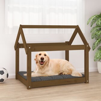 Hondenmand 81x60x70 cm massief grenenhout honingbruin 1