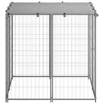 Hondenkennel 110x110x110 cm staal zilverkleurig 3