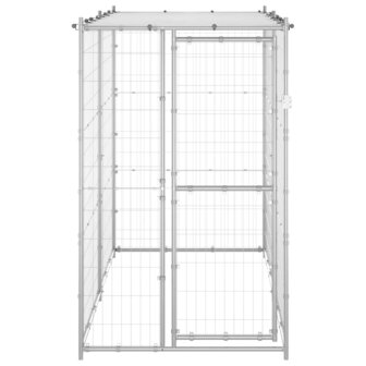 Hondenkennel buiten met dak 110x220x180 cm gegalvaniseerd staal 2