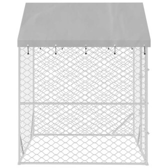 Hondenkennel met dak 2x2x2,5 m gegalvaniseerd staal zilver 4