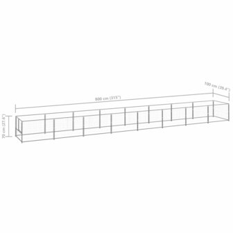 Hondenkennel 8 m&sup2; staal zilverkleurig 6