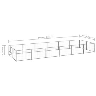 Hondenkennel 12 m&sup2; staal zilverkleurig 6