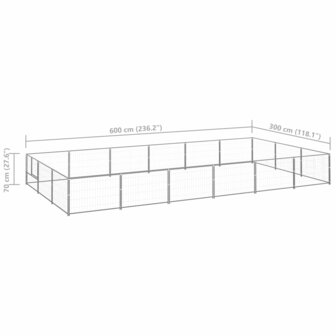 Hondenkennel 18 m&sup2; staal zilverkleurig 6