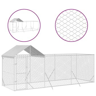 Hondenkennel met dak 6x2x2,5 m gegalvaniseerd staal zilverkleur 2
