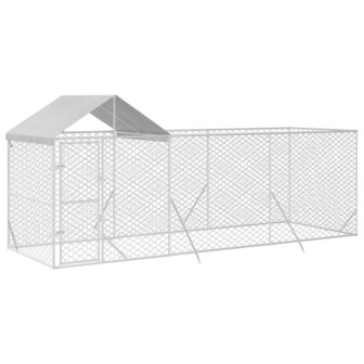 Hondenkennel met dak 6x2x2,5 m gegalvaniseerd staal zilverkleur 3
