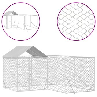 Hondenkennel met dak 4x4x2,5 m gegalvaniseerd staal zilver 2