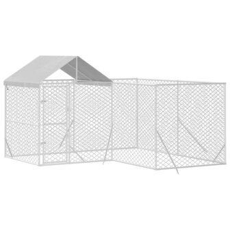 Hondenkennel met dak 4x4x2,5 m gegalvaniseerd staal zilver 3