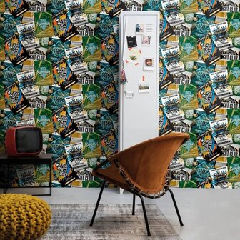 Noordwand Behang Good Vibes Club Posters groen en oranje 1