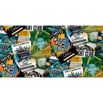 Noordwand Behang Good Vibes Club Posters groen en oranje 3