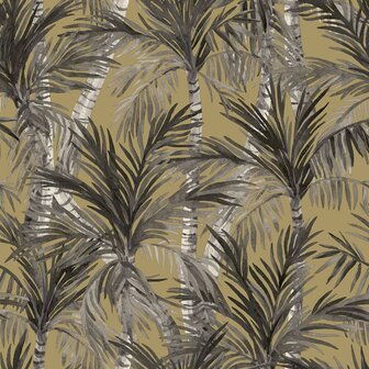 DUTCH WALLCOVERINGS Behang Palm Trees goudkleurig en zwart 2