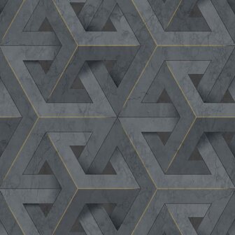 DUTCH WALLCOVERINGS Behang Onyx antraciet- en goudkleurig 2