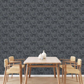 DUTCH WALLCOVERINGS Behang Onyx antraciet- en goudkleurig 3