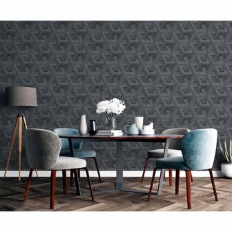 DUTCH WALLCOVERINGS Behang Onyx antraciet- en goudkleurig 5