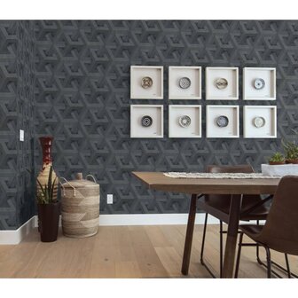 DUTCH WALLCOVERINGS Behang Onyx antraciet- en goudkleurig 6
