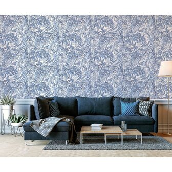 DUTCH WALLCOVERINGS Behang Liquid Marble blauw 1