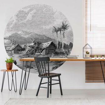 WallArt Behangcirkel Landscape of Guadeloupe 190 cm 1