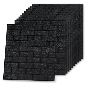 3D-behang zelfklevend 40 st bakstenen zwart 4