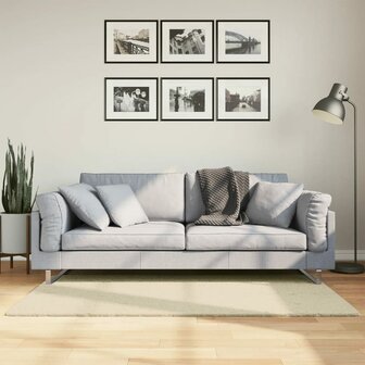 Vloerkleed HUARTE laagpolig zacht wasbaar 80x150 cm cr&egrave;me 1