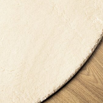 Vloerkleed HUARTE laagpolig zacht wasbaar &Oslash; 80 cm cr&egrave;me 4