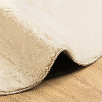 Vloerkleed HUARTE laagpolig zacht wasbaar &Oslash; 80 cm cr&egrave;me 6